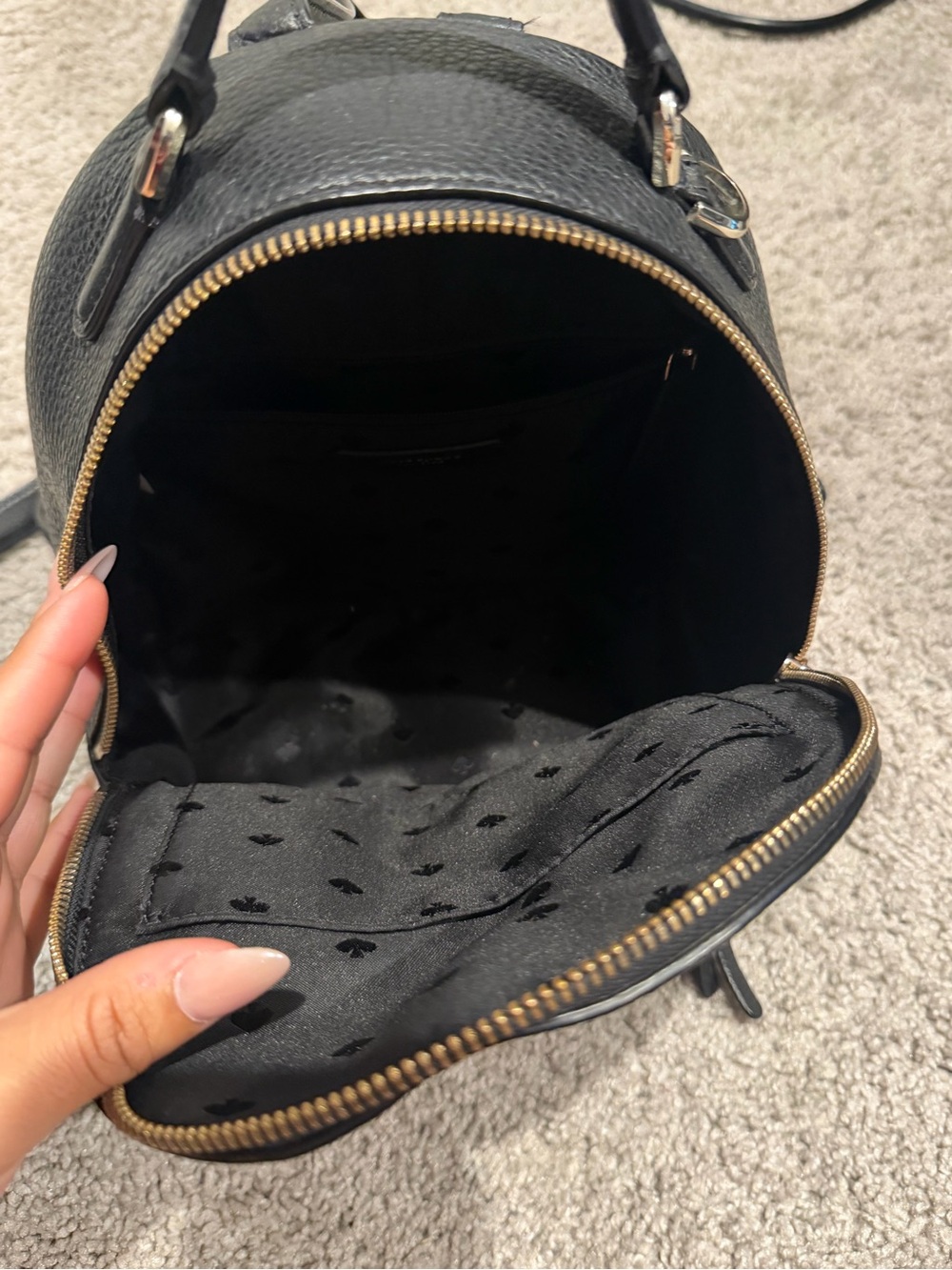 kate spade Black Pebbled Leather Jackson Mini Backpack with Gold Hardware - Picture 3 of 5